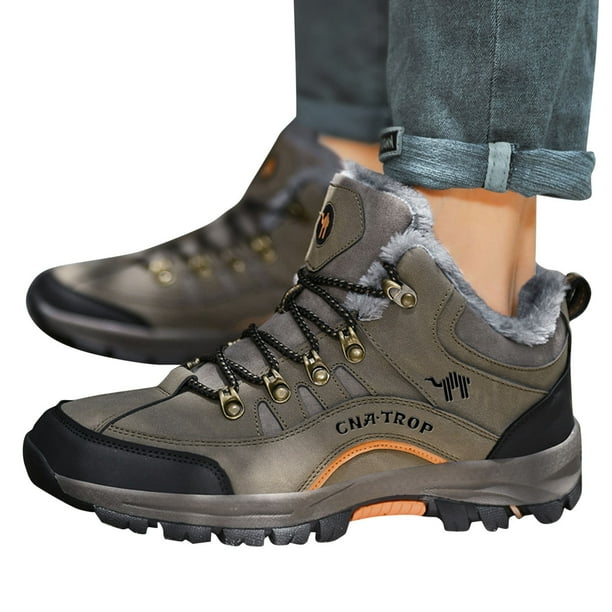 Pmuybhf Male Mens Gym Shoes Men s Winter Leisure Sports Lace Up Cotton Hiking Shoes Warm And Cotton Thickened Snow Boots 42 Brown 42
