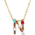 thumbnail image 1 of Collier Pendentif Alphabet Multicolore Micro Pavé Zircon Initiale Lettres Collier Couple Bijoux (N), 1 of 1