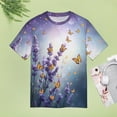 thumbnail image 5 of Lavender T-Shirt O Neck Retro Print Big Size T-Shirts Short Sleeve Tees Womens Pretty Design, 5 of 5