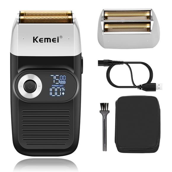 Afeitadora eléctrica profesional Kemei Foil para hombres, afeitadora con recortador de barba, inalámbrica, recargable, pantalla LED, 2 en 1
