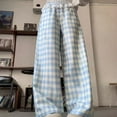 thumbnail image 7 of WRKEKC Girls Plaid Wide-Leg Pants with Lace Waistband Elastic Loose-Fit Casual Summer Trousers for 4-13 Years Kids, 7 of 7