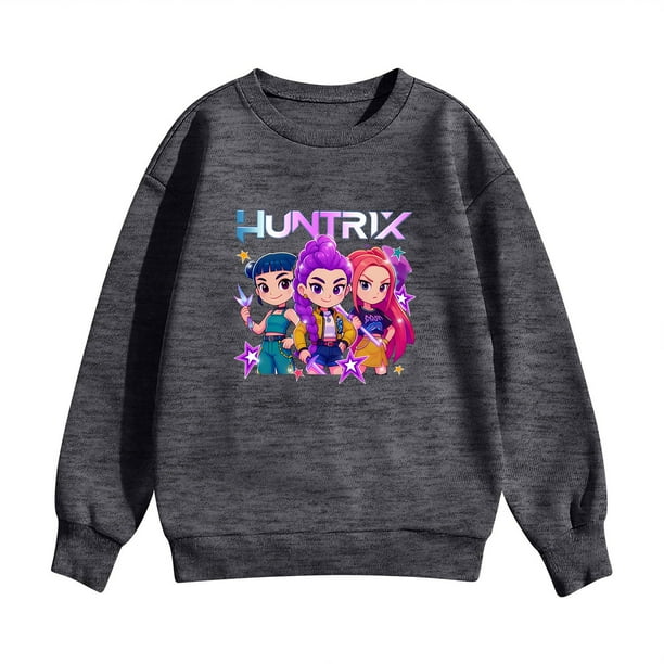 Moonsky Sudadera de cuello redondo Pop De-on - Sudadera de manga larga con estampado del cantante HUNTR/X - Sudadera de cuello redondo y manga larga para hombre y mujer Gris oscuro 120
