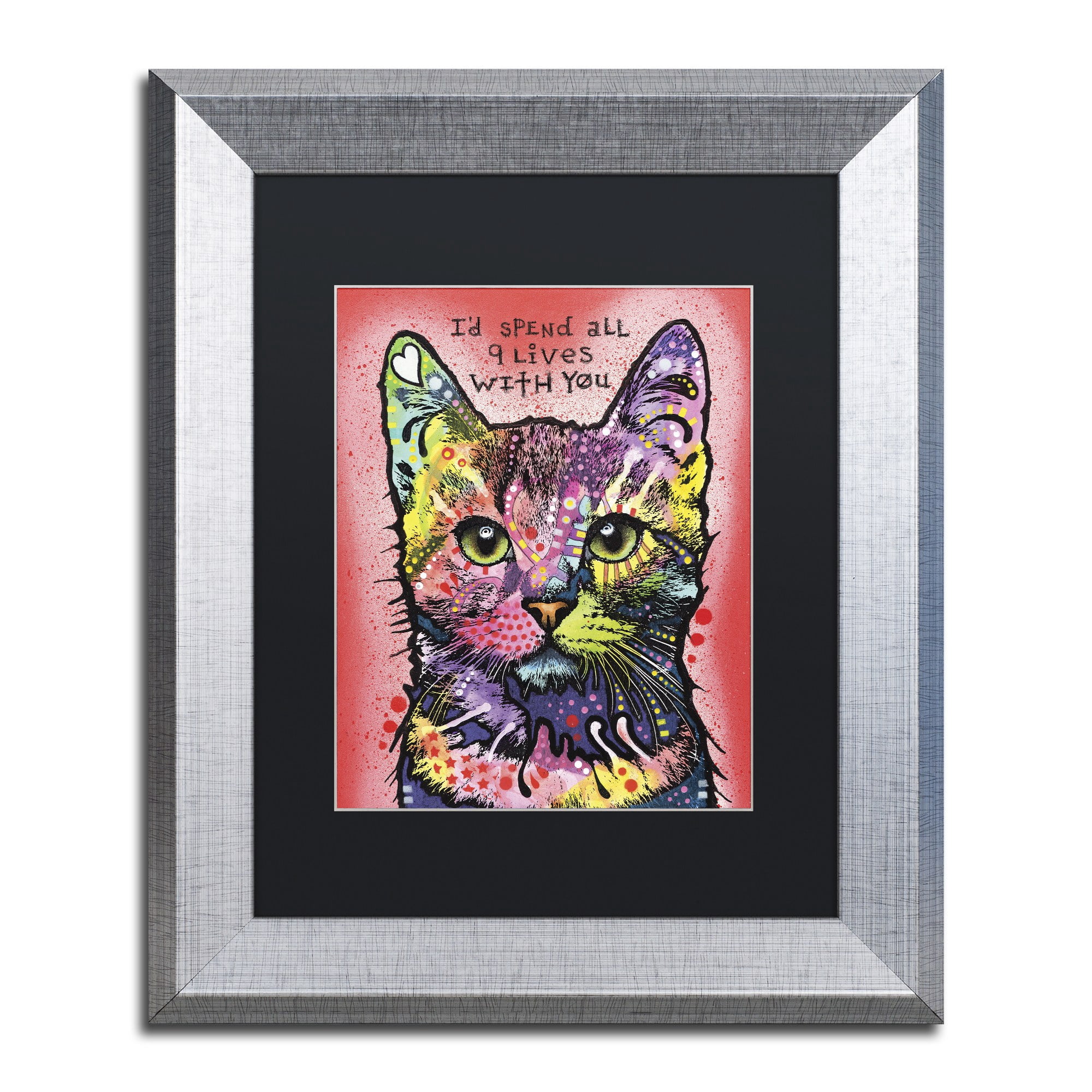 Trademark Fine Art '9 Lives' Canvas Art by Dean Russo, Black Matte, Silver Frame