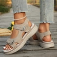 thumbnail image 4 of Domuza Wide Sandals for Women 2026 Dressy Strappy Arch Support Flat Wedge Sandals Women Open Toe Ankle Strap Comfortable Platform Slip-On Walking Shoes Gray 7.5（EU-39）, 4 of 4
