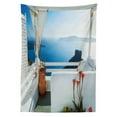 thumbnail image 3 of Ambesonne Greek Tablecloth Rectangular Table Cover, Sunset Santorini Island, 52"x70", Turquoise and Blue, 3 of 4