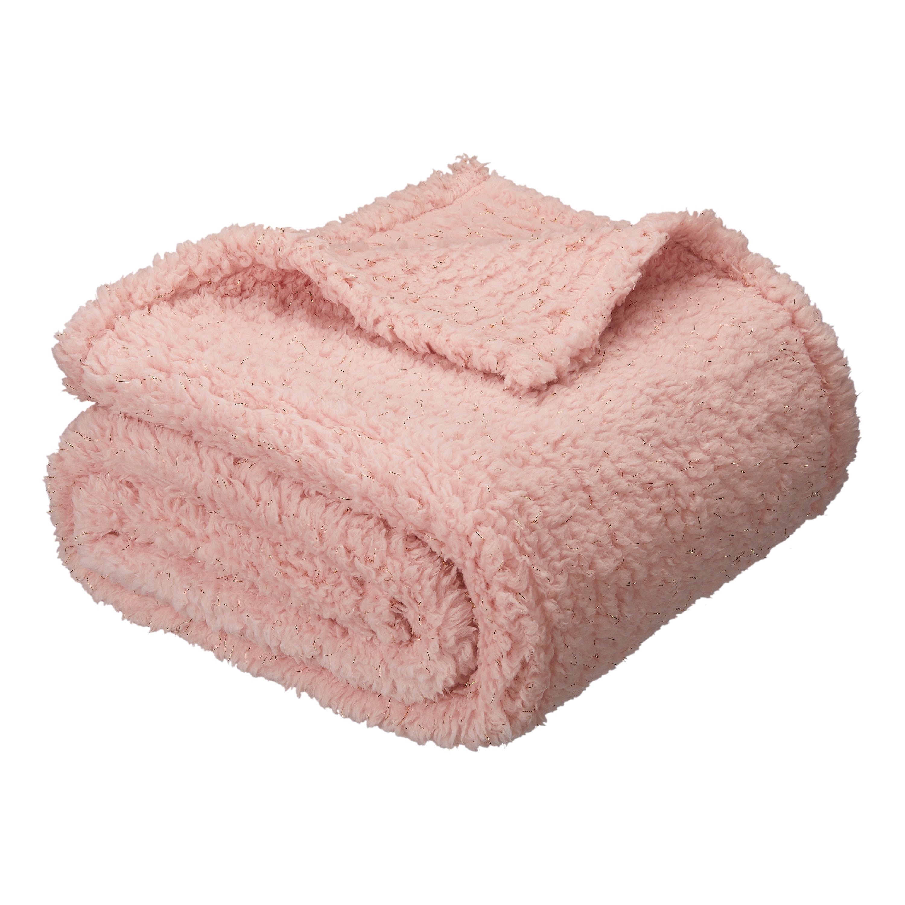 Mainstays Extra Plush Lightweight Sherpa Throw Blanket, 50" X 60", Blush