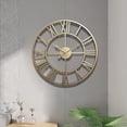 thumbnail image 3 of KEINXS 60cm Large Home Decor Wall Clock for Living Room Non Ticking Art Clocks Roman Numeral,Retro Distressed Metal,Oversized (60cm, Gold), 3 of 6