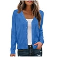 thumbnail image 1 of bbymog Veste en Jean à Manches Longues pour Femmes, Style Coupe Ajustée, avec Revers Coloré, Bleu m, 1 of 5