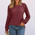 thumbnail image 4 of Fmbrln Womens Blouses Lightweight Breathable Sweaters Lace Patchwork Long Sleeve Crew Neck Work Tops Loose Comfy Pullover Tops Casual Dressy Blouses Wine XL, 4 of 4