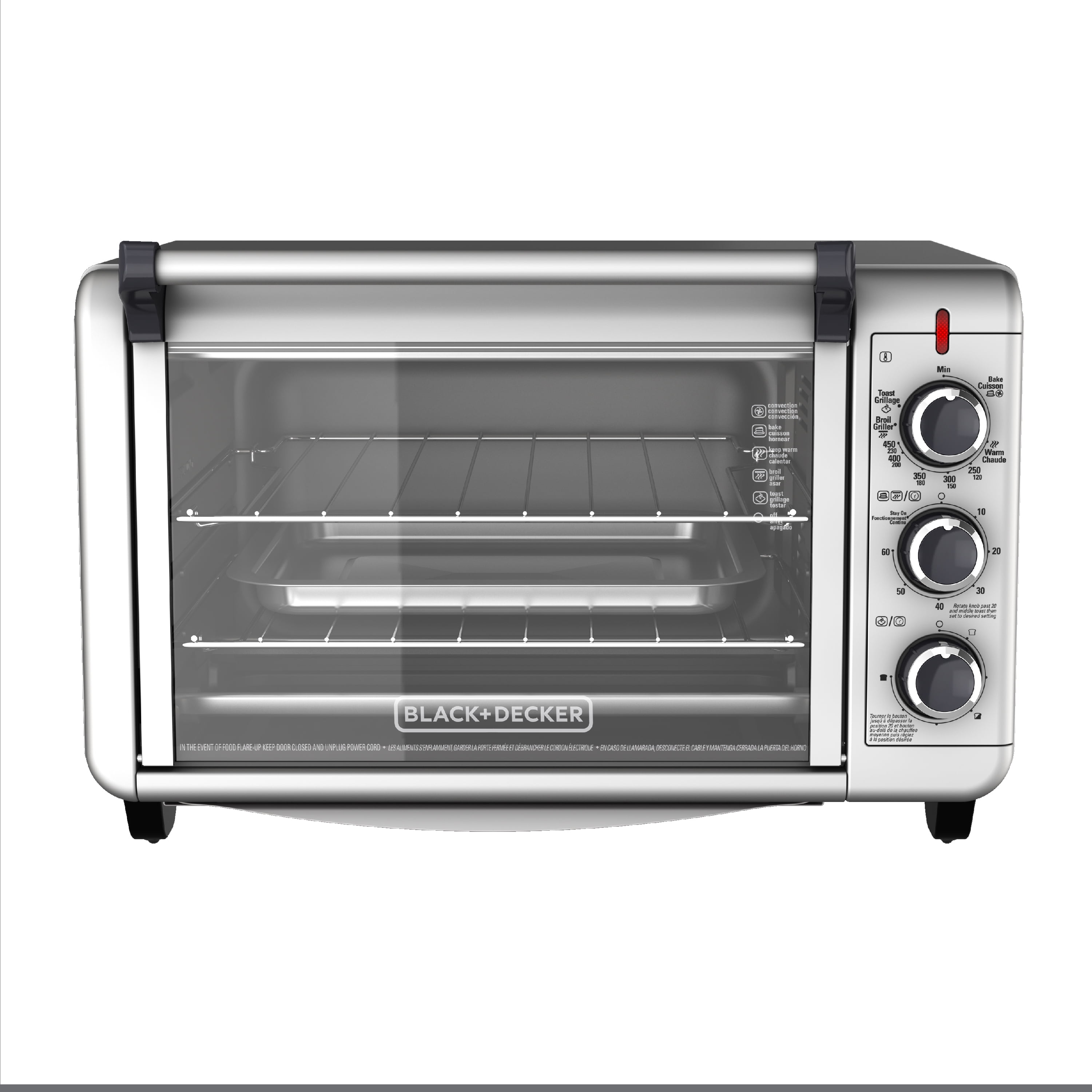 BLACK+DECKER 1500 W 8-Slice Black and Silver Countertop Convection Toaster  Oven with Temperature Controls 985118637M - The Home Depot