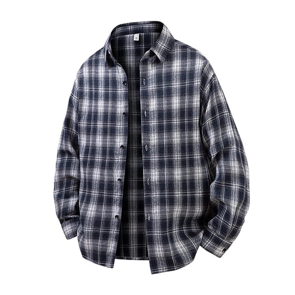 Tsivenald Mens Plaid Flannel Shirt Relaxed Fit Long Sleeve Button Down Shirt for Fall Winter Casual Wear