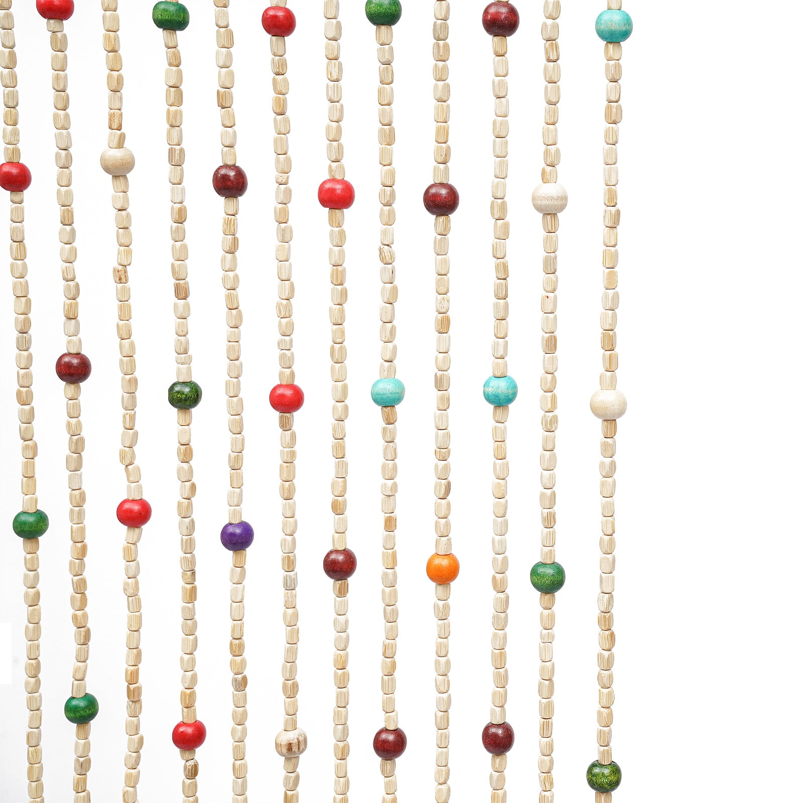 Natural Wooden Door Beaded Curtain, Doorway Beads, Front Door Decor Curtains, Color Door for Doors in Living Rooms, Balconies, Courtyards, Study Rooms (35.43*74.89 in)