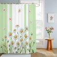 thumbnail image 4 of Shower Curtain Watercolor Daisy Leaf Shower Curtains for Bathroom Decor, Waterproof Polyester Shower Curtain Set with Hooks, Extra Long 72" x 84" Green Stripes, 4 of 9