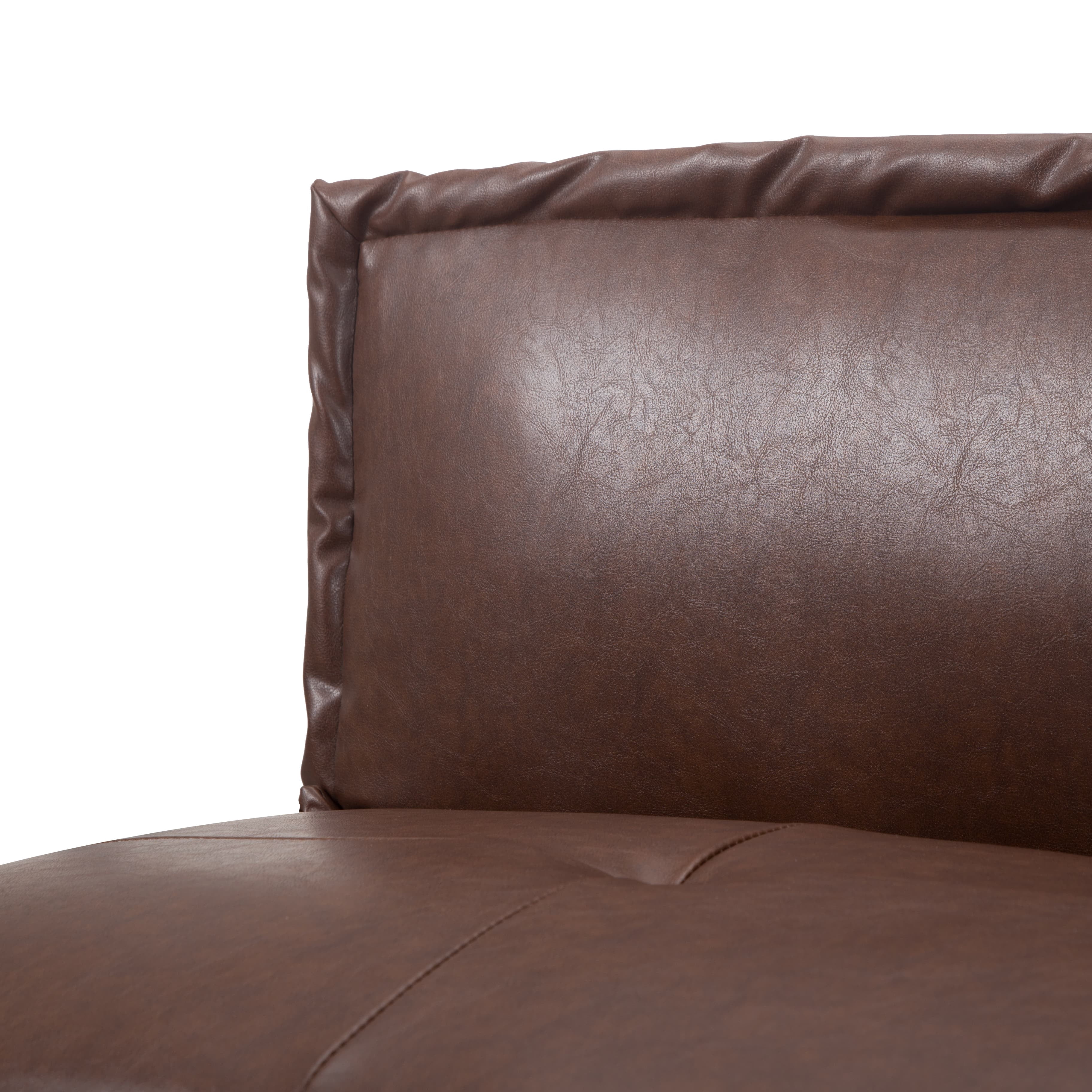 BSHTI 64.6” Futon Sofa Bed,PU Upholstery,Twin Size Convertible Sofa,With 5 Adjustable Positions,Perfect Meet your Different Needs-Brown