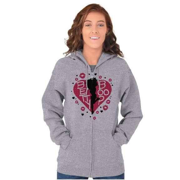 Betty Boop Fans Lovers Cute Heart Zip Hoodie Sweatshirt Women Brisco Brands S