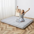 thumbnail image 3 of MOPHOTO 4'' Japanese Floor Futon Mattress, Floor Mattress with Storage Bag, Memory Foam Roll Up Mattress Tatami Mat, Folding Sleeping Padded Futon Mattress Portable Camping Mattress, Gray, Twin, 3 of 9