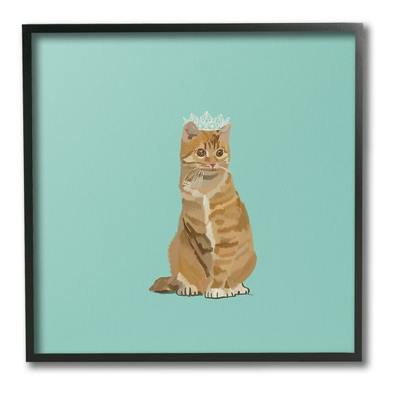 Stupell Industries Royal Tabby Cat Animals & Insects Painting Black Framed Art Print Wall Art, 12 x 12