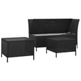 thumbnail image 2 of vidaXL 3 Piece Garden Lounge Set with Cushions Black Poly Rattan, 2 of 5