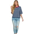 thumbnail image 5 of Cueply Tops for Women Summer Short Sleeve T Shirts Striped Design Fashion Crewneck Casual Loose Basic Tee Shirts, 5 of 8