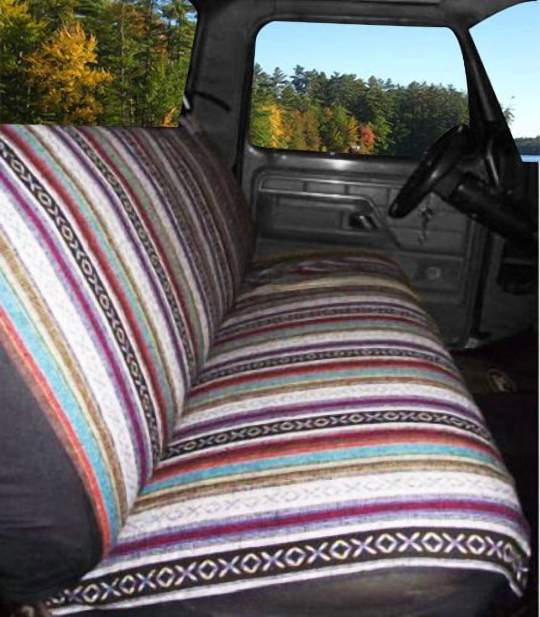 Universal Baja Saddle Blanket Bench Full Size Seat Cover Fits Ford, Chevrolet, Dodge, and Full Size Pickup Trucks (Red)