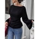 thumbnail image 4 of Camisas de Larga para Mujer, Tops Cortos de Otoño, Cuello , Mangas Acampanadas, Acanalados, con Cordones, Ropa Y2K Negro L, 4 of 8