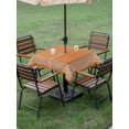 thumbnail image 5 of Orange Geometric Outdoor Tablecloth with Umbrella Hole, White Greek Key Design Burlap Modern Art Spillproof Waterproof Outdoor Table Cover, Patio Tablecloths for Party/Garden/Picnic, Square 60"x60", 5 of 9
