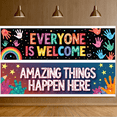 thumbnail image 4 of LUUFILx Colorful Inspirational Welcome Classroom Banner Set Motivational Backdrop Decorations Rainbow Handprints Education Party Supplies Wall Art Encouragement, 4 of 8
