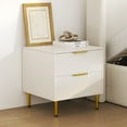 thumbnail image 1 of Aykah Cameo Nightstand with Drawers, Bedside Table with 2 Drawers, Golden Colour Metal Legs, Multi-Purpose End Table, Side Table Living Room, 1 of 6