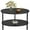 black, variant on Round Coffee Table with 2-Tier Tempered Glass Shelves - Modern Living Room Table