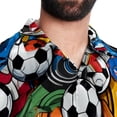 thumbnail image 5 of Football Men's Short Sleeve Poplin Shirt, Casual Printed Button Down Top for Summer Beach, Spread Collar Unisex Beach Shirt, 5 of 6