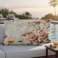 thumbnail image 2 of Outdoor Pillow Cover Watercolor Pink White Flowers Set of 2 Waterproof Throw Pillowcases Vintage Letter Decorative Patio Furniture Pillows for Couch Garden Indoor & Outdoor Use, 2 of 9