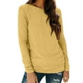 thumbnail image 1 of NINGMENG Hauts pour Femmes Couleur Unie Basique Col Rond Mode Manches Longues Ample Automne Hauts Chandail T-Shirts Usage Quotidien, Jaune, TG, 1 of 4