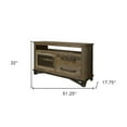 thumbnail image 3 of 51" Brown Solid Wood Cabinet Enclosed Storage Distressed TV Stand, 3 of 6