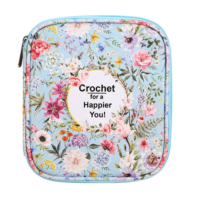 Bolsa de almacenamiento para accesorios de herramientas de tejido floral, bolsa de almacenamiento para juego de agujas de lana, bolsa de almacenamiento para agujas de ganchillo
