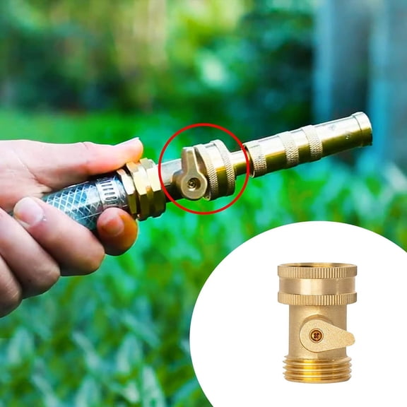 Garden Hose Shut Off Valve,Heavy Duty Solid Brass Hose Connector Water Shut Off Valve Hose Shutoff Valve,Faucet Connector,Garden Hose Connector Adapter Fittings,1.68x1 inch