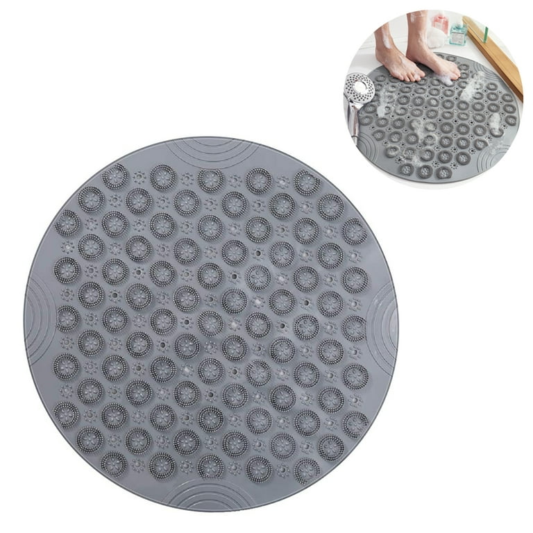 Shower Mat Round Bathroom Mat Anti Mold Bath Mats BPA-free Slip Mat with  Suction Cups and Drainage Holes for Bathrooms 