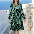 thumbnail image 3 of HAJWOH Fall Dresses for Women Casual Long Sleeve Vacation Dresses Lightweight V Neck Church Dresses Green S, 3 of 5