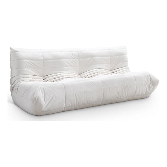 Bowery Hill Contemporary 77.75" Cream Velvet Upholstered Sofa