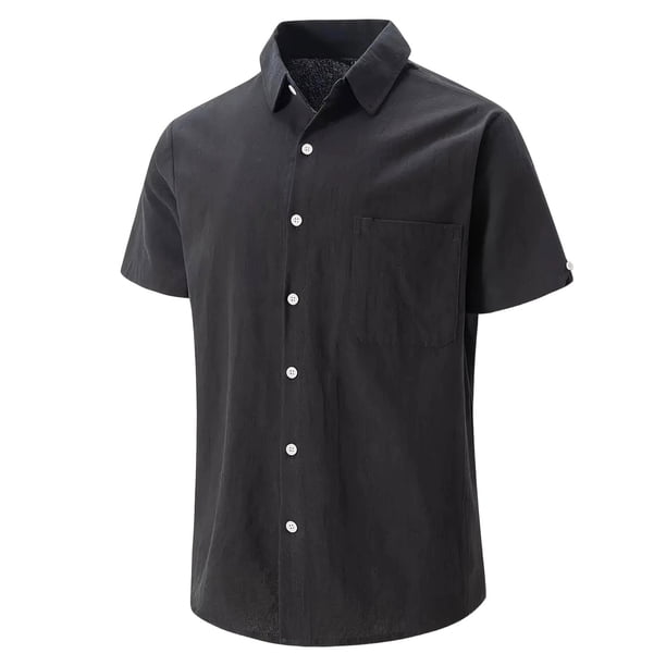 Blusa y camisa de manga corta con cuello vuelto para hombre, camisa de verano de manga corta con solapa, top informal de moda transpirable con bolsillo en el pecho, top/camisa de manga corta con solap