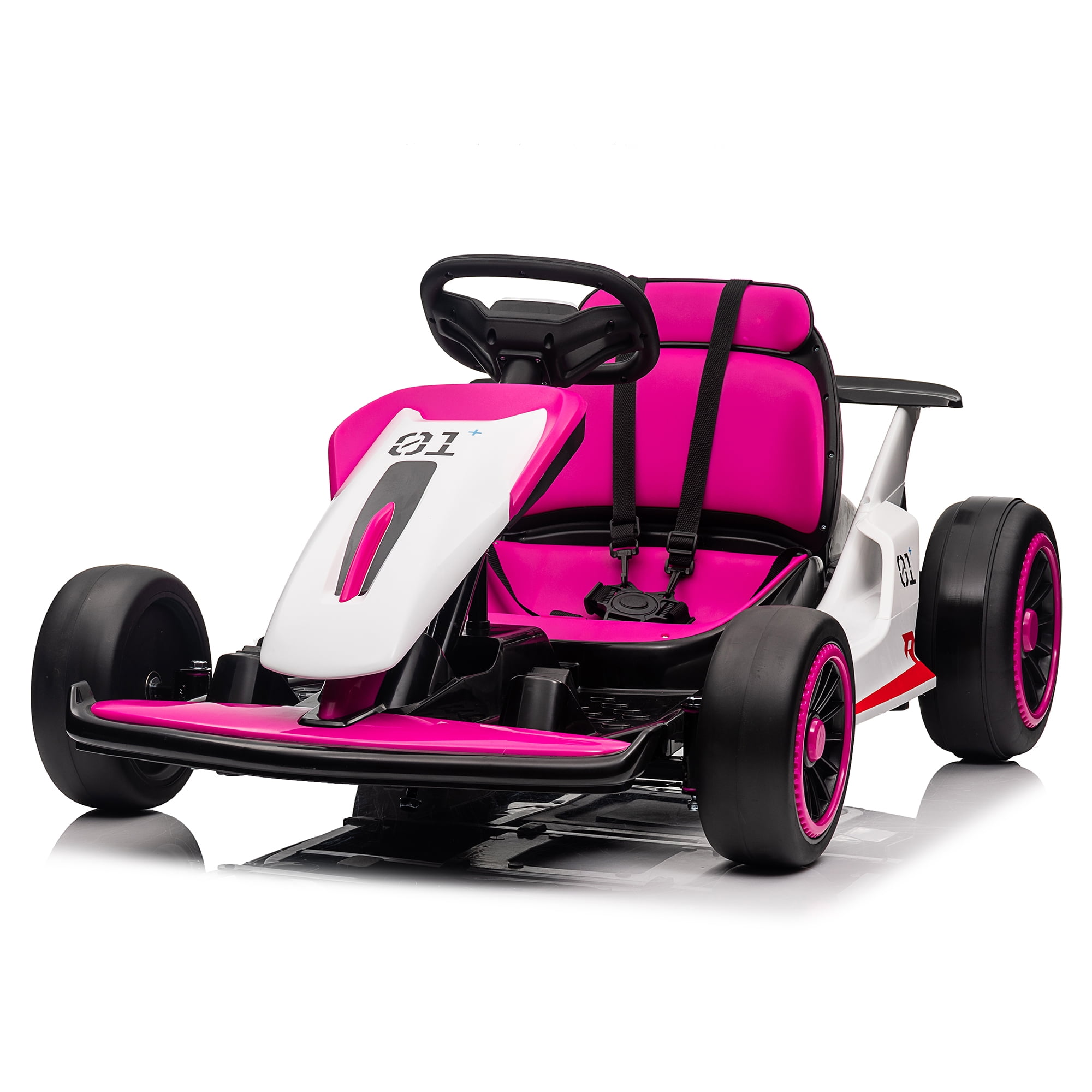 24V Electric Go Kart ride on toys for boys girls Age 6+, Rose Pink