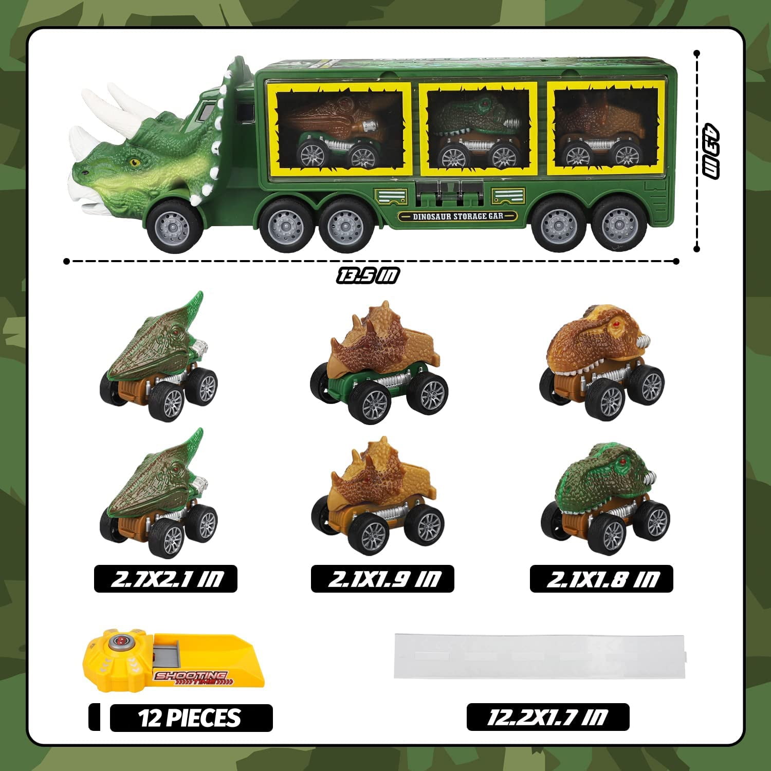 TOY Life Dinosaur Toy Truck for Kids 3 - 8 with Pull Back Car Toys, 9 in 1 Monster Truck for Boys and Girls, Dinosaur Transport Truck for Kids, Dinosaur Toys for Kids 3-7