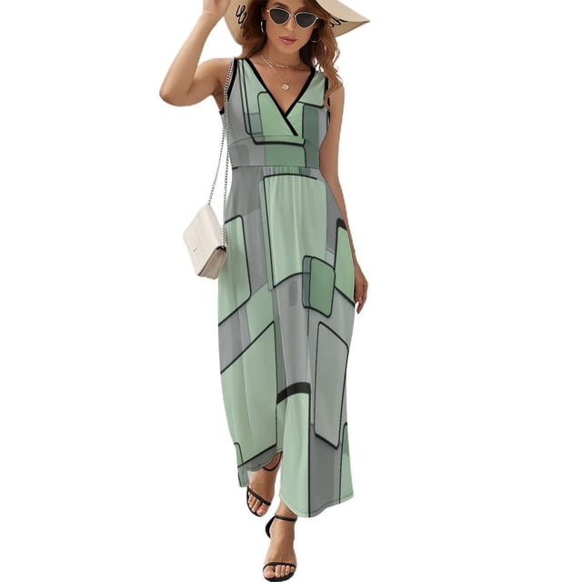 Abstract Geometrical Vestido Sin Mangas Para Mujer, Traje De, Ropa De Cumpleaños, Verano
