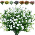 thumbnail image 1 of Xiao Hua 10 manojos de flores artificiales para exterior, resistentes a los rayos UV, para decoración rústica (blanco), 1 of 5