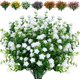 thumbnail image 1 of XmhyTop 10 paquetes de flores artificiales para exteriores resistentes a los rayos UV, decoración de estilo rústico para el hogar (blanco), 1 of 5