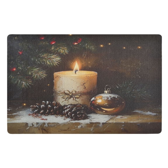 Door Mat 32x20 Inches Outdoor Doormats Bath Rugs Doormat Front Door Carpet Dust Cushion Porch Mat Living Room Mat Balcony Mat Kitchen Mat Beautiful Christmas Candle Picture