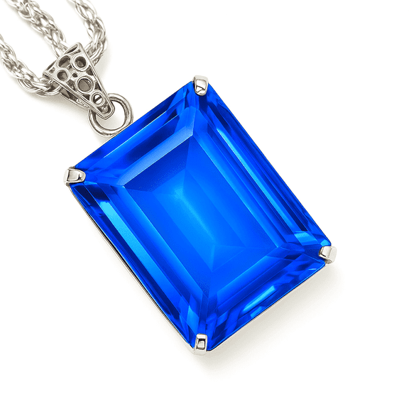 129 Ct Natural Brazilian Blue Topaz Pendant Emerald Cut 925 Sterling Silver