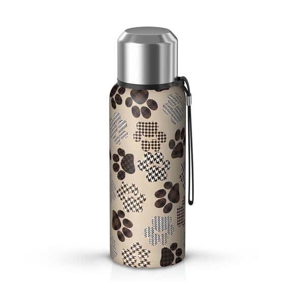 20 Oz Paw Print Coffee Tumbler Double Wall Insulated Stainless Steel Water Bottle | Metal Reusable Thermoses Flask with Cup Cap | Leak & Sweat Proof with Anti-Dust Lid
