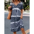 thumbnail image 2 of Vestido de leopardo, vestido de verano casual de manga corta con cuello en V, ropa de mujer, 2 of 4