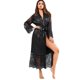 thumbnail image 1 of Gibobby Lencería sexy Kimono de encaje de seda con cinturón para mujer, albornoz, pijama de satén Sexy, de lencería, ropa de dormir íntima(Negro, XL), 1 of 5