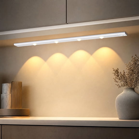 Aonerit Rechargeable LED Under Cabinet Light, Motion Sensor Light Bar, 3 Color Modes, Magnetic Stick On Lamp, Kitchen Closet Night Light
